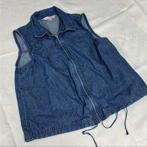 john paul richard denim zip front sleeveless top